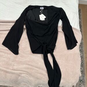 Peppermayo Black Tie-Front Blouse